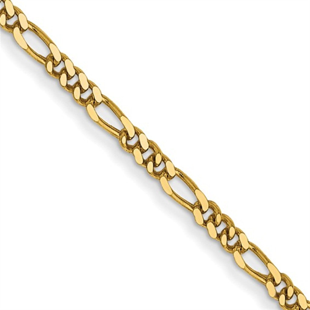 Figaro Link Chain 14 Karat Gold Yellow 1.25 MM Wide 18' In Length