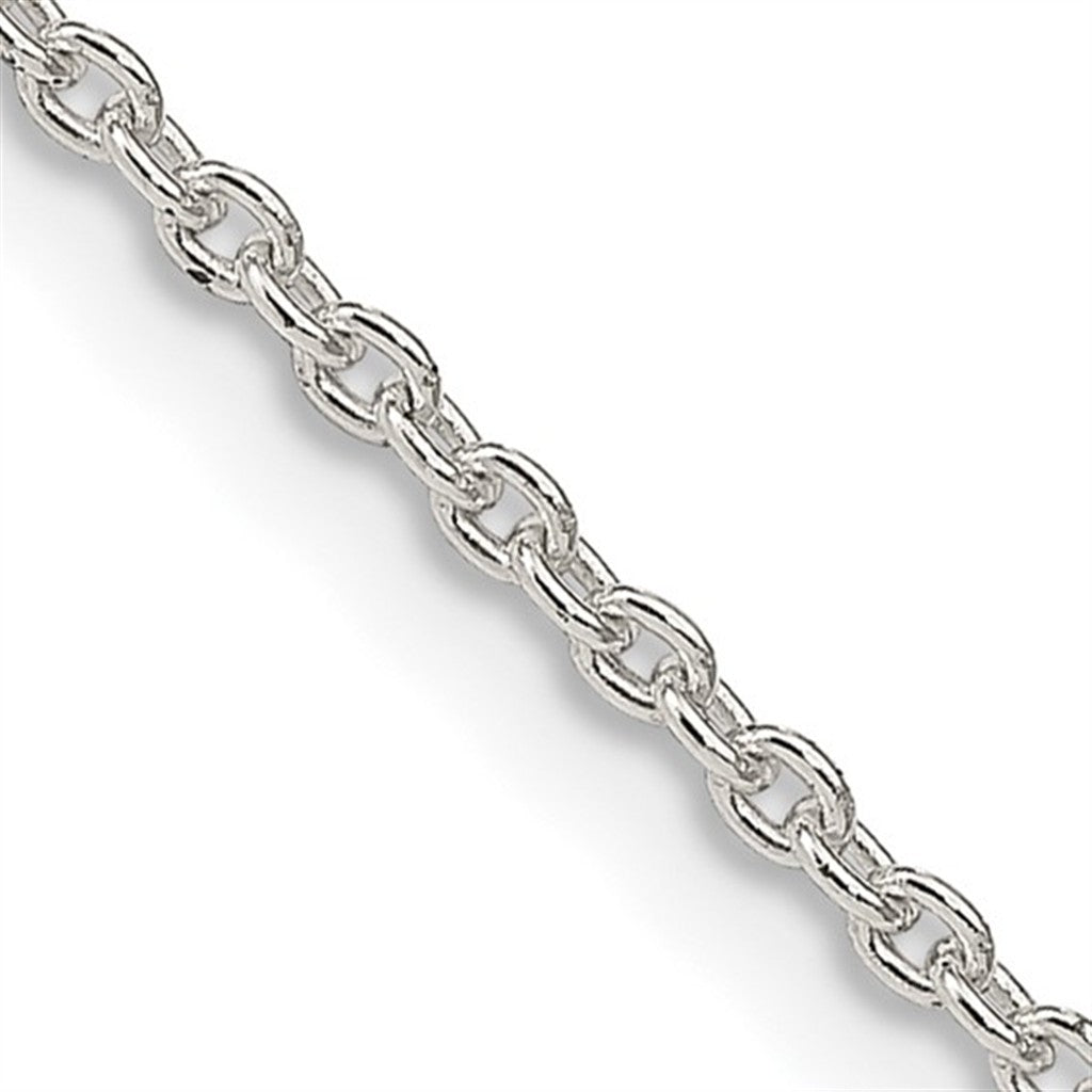 White Sterling Silver 1.95 MM Cable Chain 16" Long