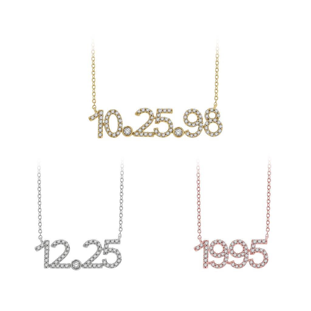 10.25.98 In Line Necklace 10 Karat Gold Yellow With Diamond 18" Long