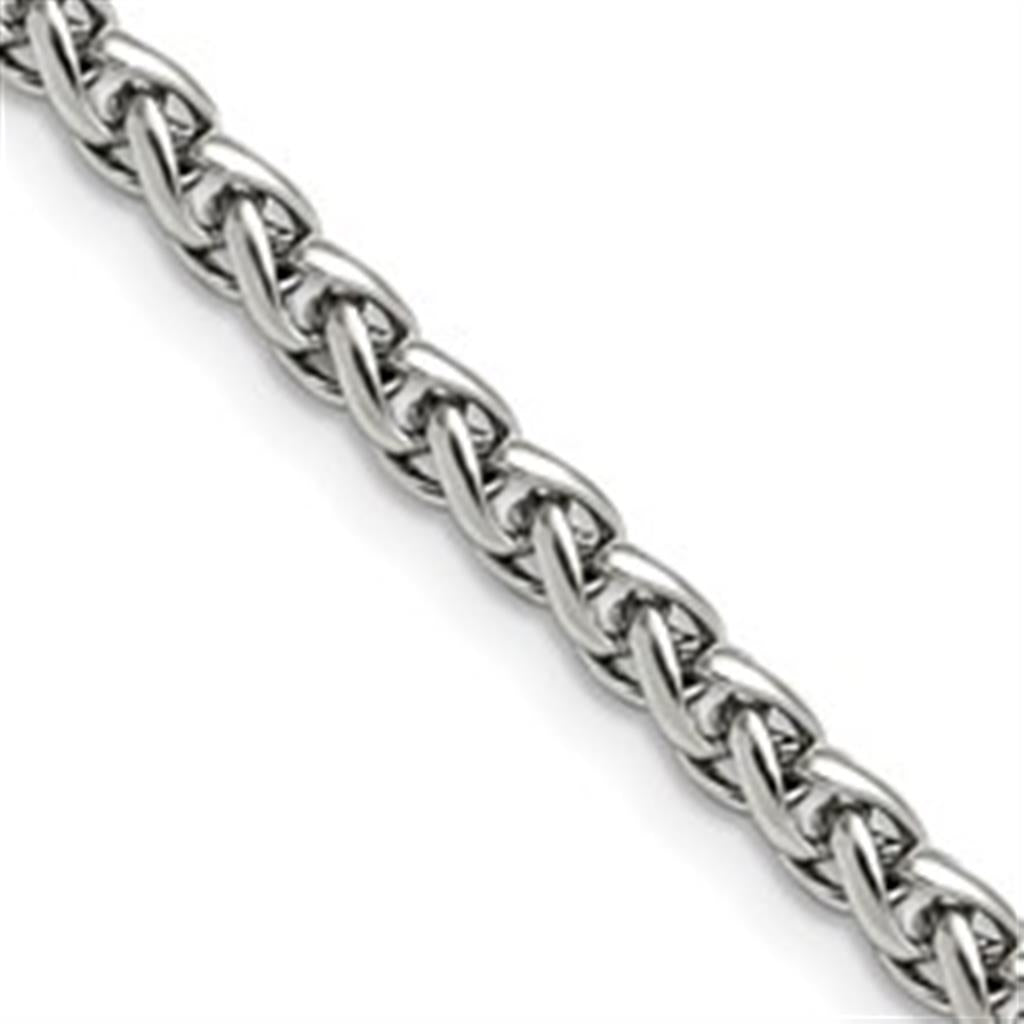 White Stainless Steel 5 MM Wheat Chain 20" Long