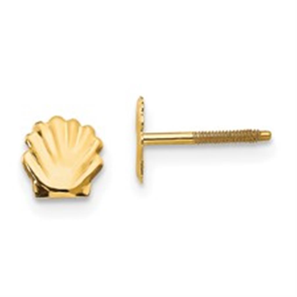 Shell Stud Precious Metal Earrings 14 KT Yellow