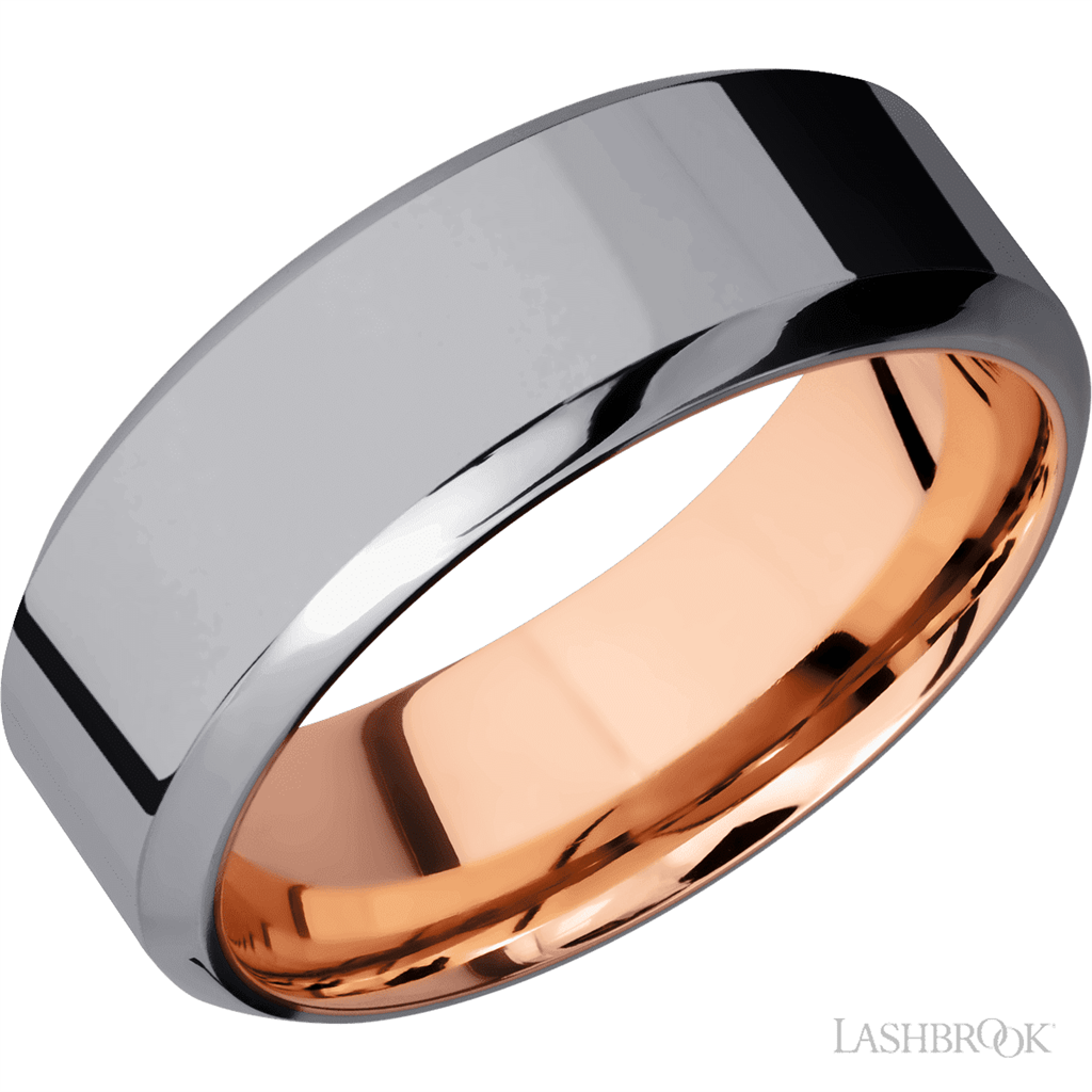 Silver & Rose Tantalum Alternative Metal Ring 8mm wide Size 10