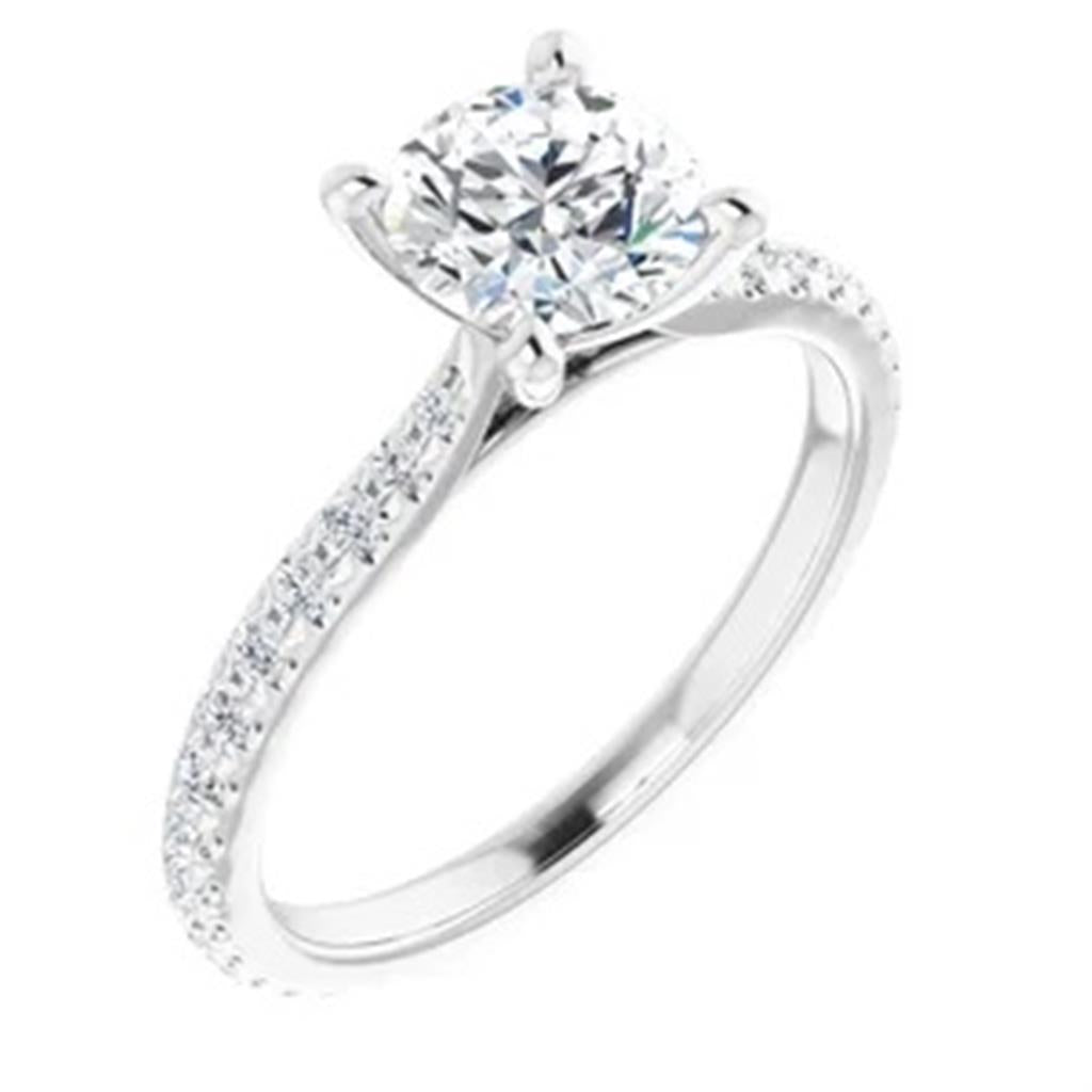 Solitare Accent Style Diamond Engagement Ring 14 Karat Gold White
(Center Stone Not Included)