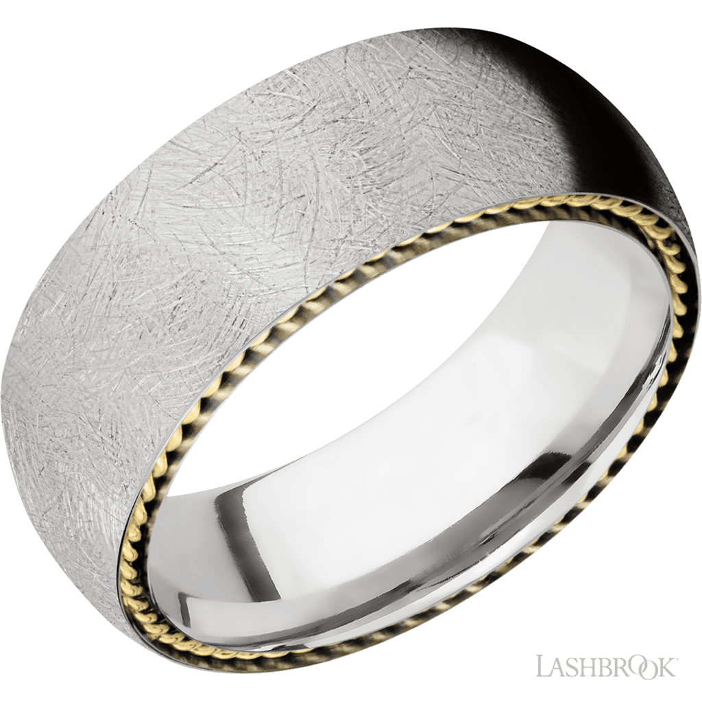 White Cobalt Chrome Alternative Metal Ring 8mm wide Size 9.5