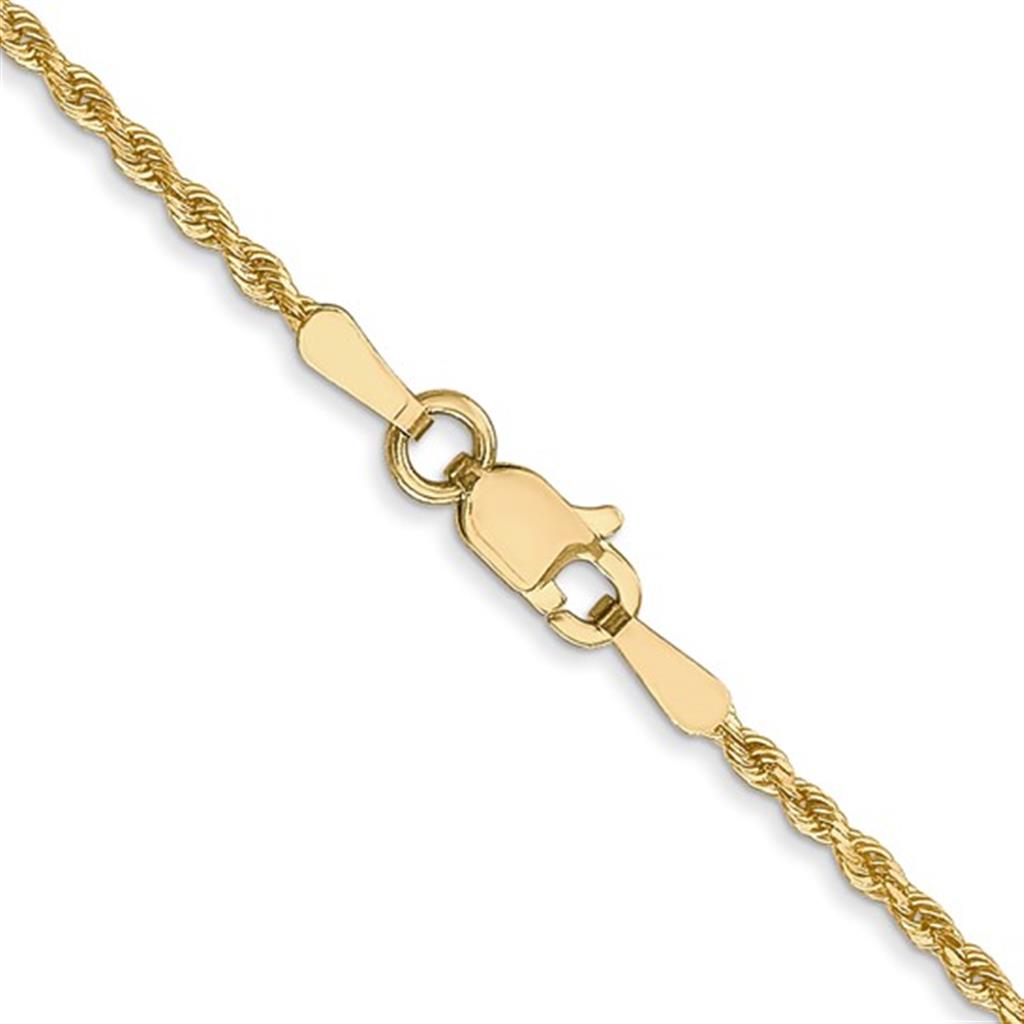 Rope Link Chain 14 KT Yellow 1.3 MM Wide 18' In Length