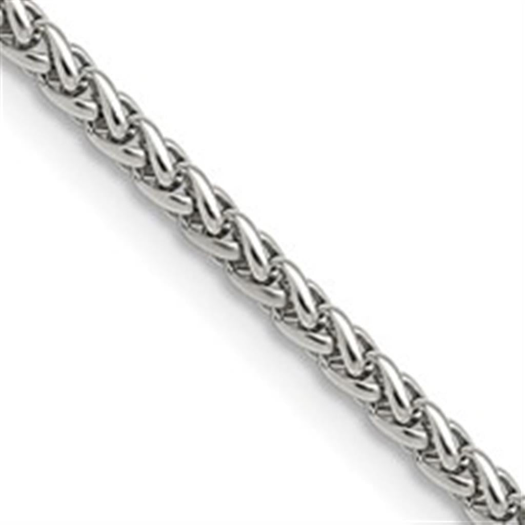 White Stainless Steel 3 MM Wheat Chain 22" Long