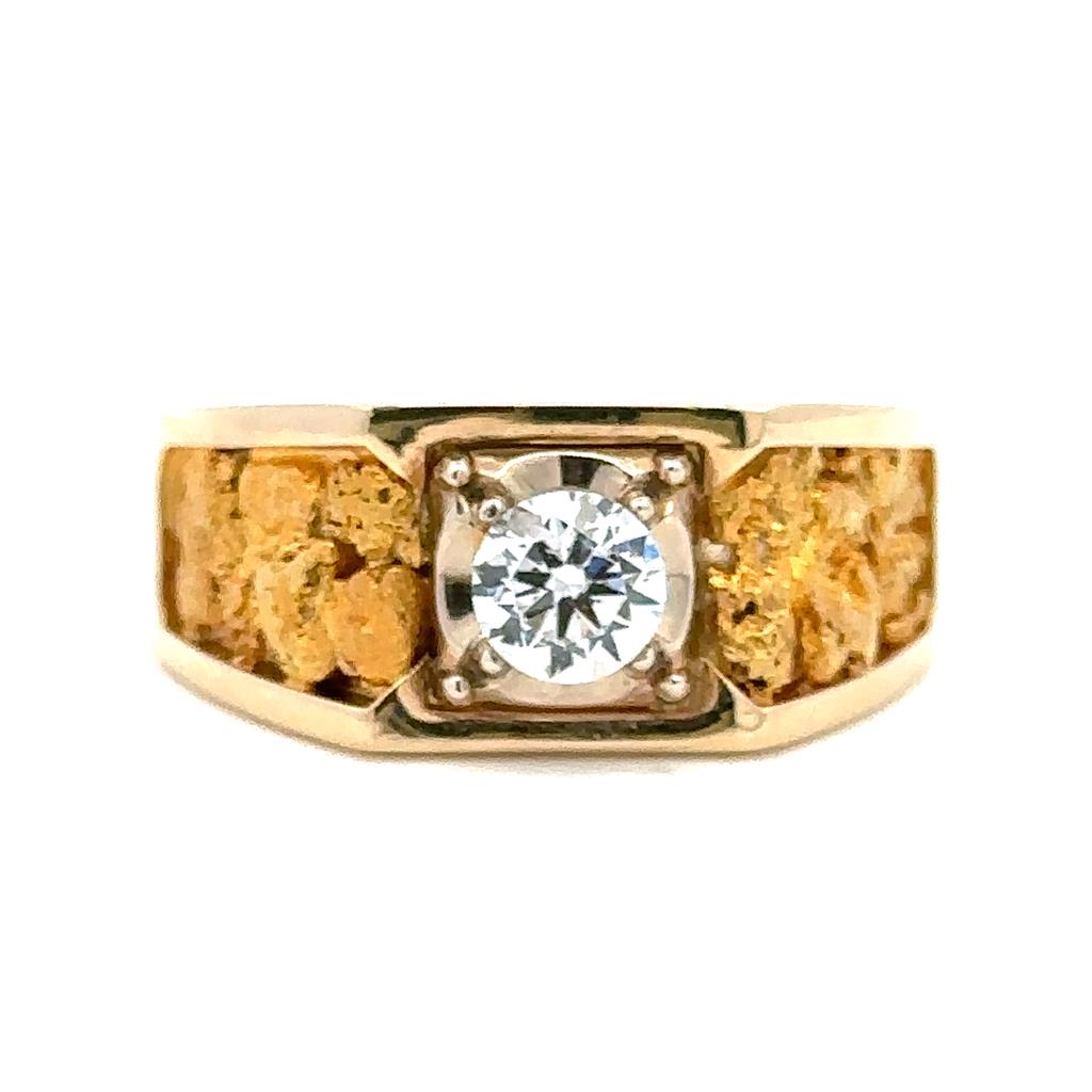 Signet Style Ring Men's 14 KT Yellow with Cubic Zirconia size 10.5
