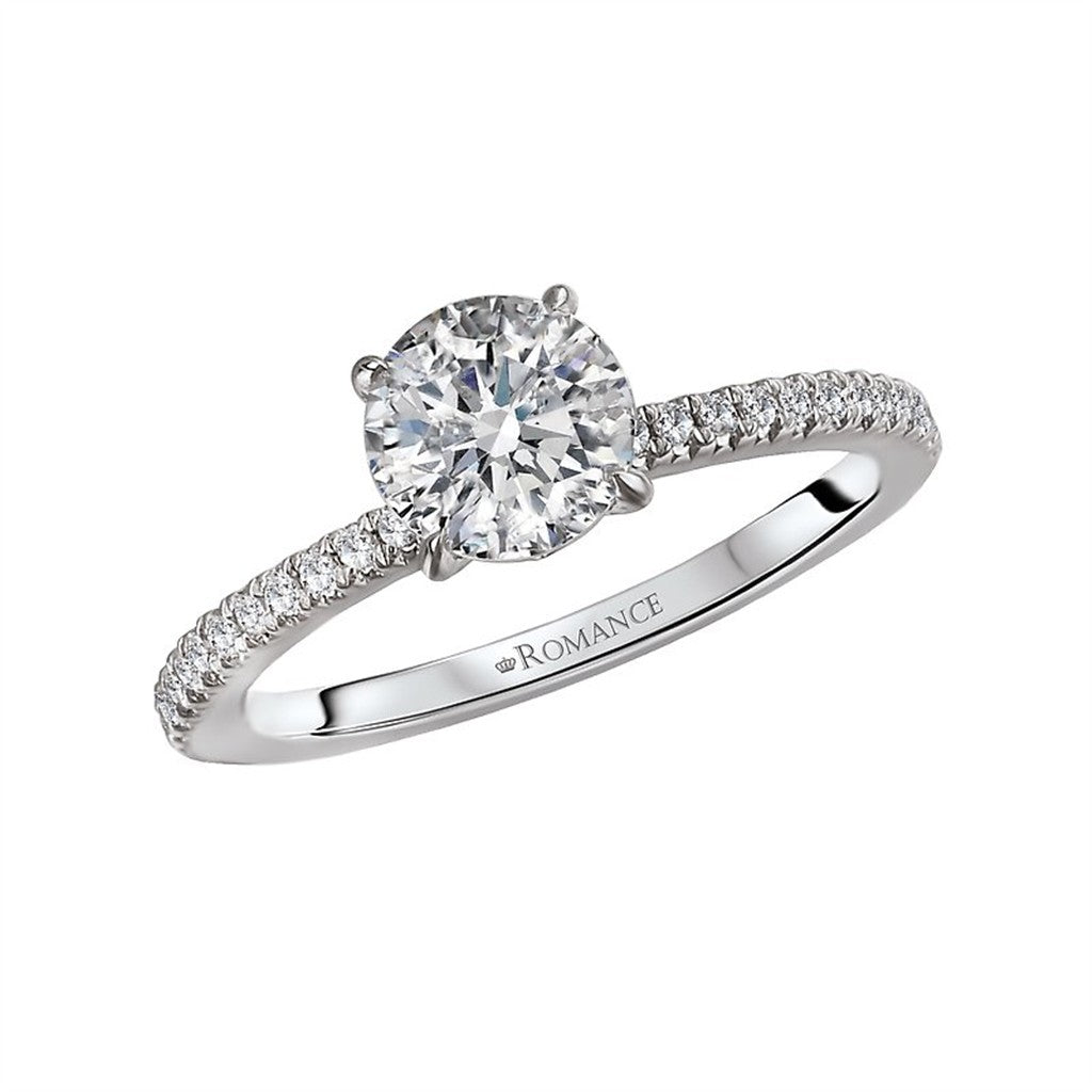 Solitare Accent Style Diamond Engagement Ring Alloy White 
(Center Stone Not Included)