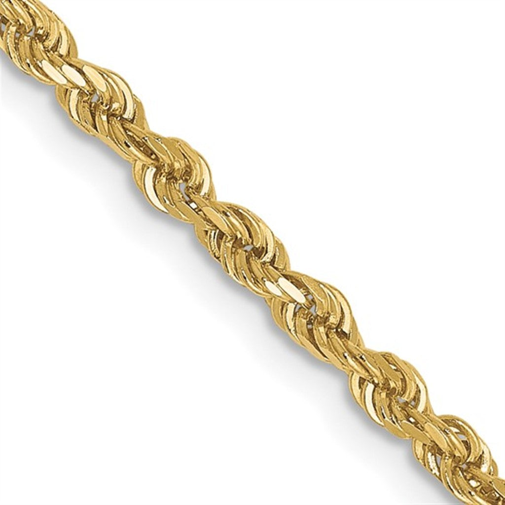 Rope Link Chain 10 Karat Gold Yellow 2.75 MM Wide 22' In Length