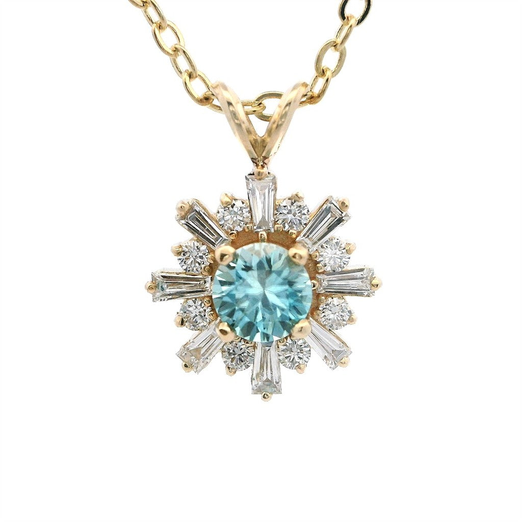 Initial Pendants 14 Karat Gold Yellow with Round Cubic Zirconia