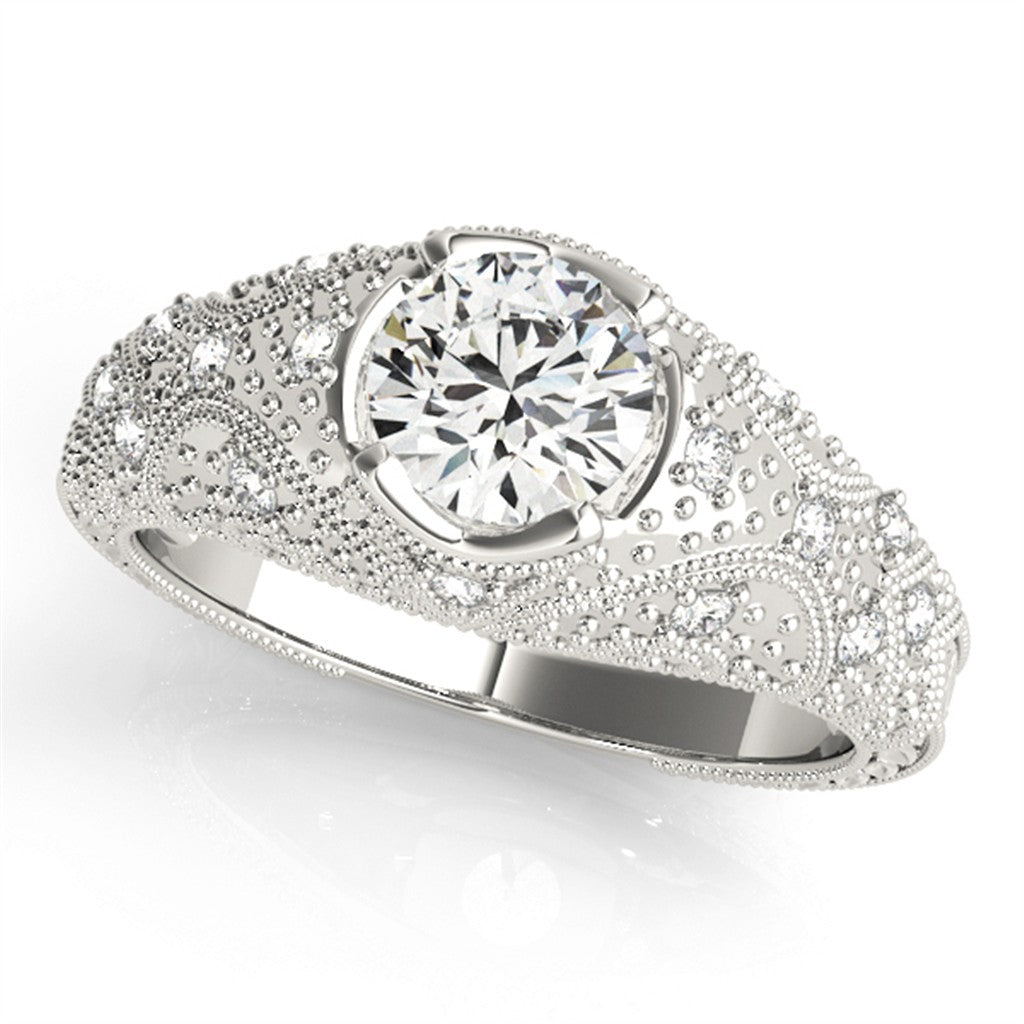 Vintage Style Diamond Engagement Ring Alloy White
(Center Stone Not Included)