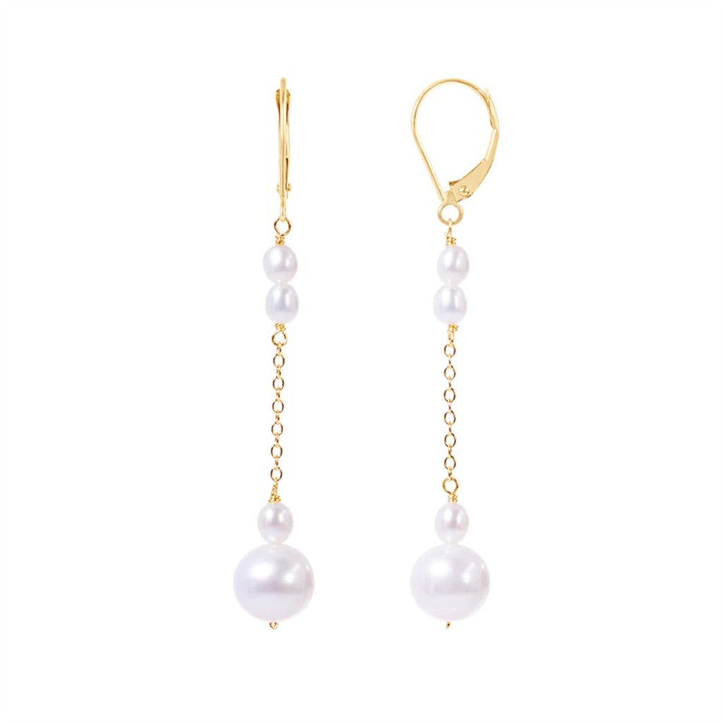 Lever Back Earring 14 Karat Gold Yellow Fresh Water Pearls