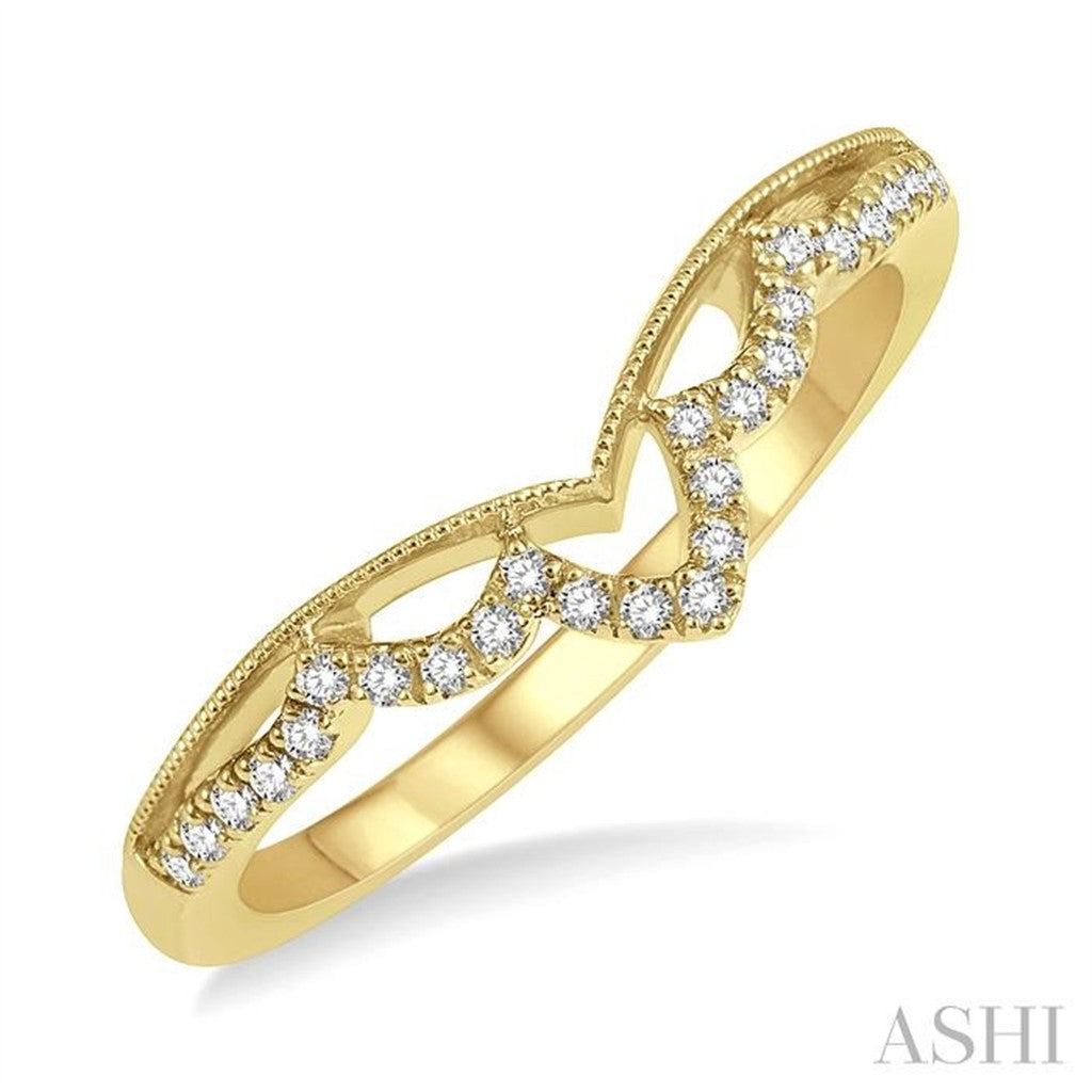 Stack-Able Style Diamond Wedding Band 14 Karat Gold Yellow with Diamonds size 7