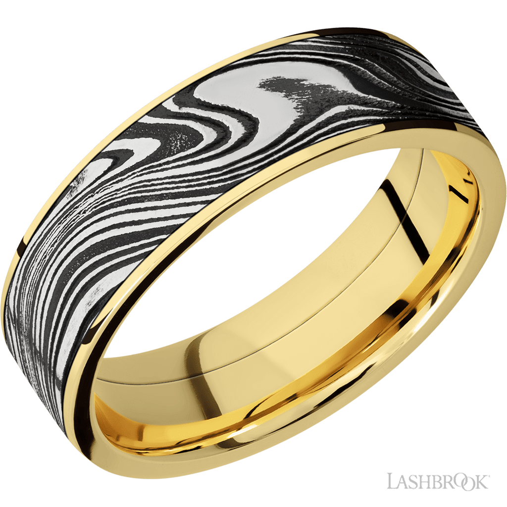 Straight Inlay Style Wedding Band 18 Karat Gold Yellow 7mm wide size 10