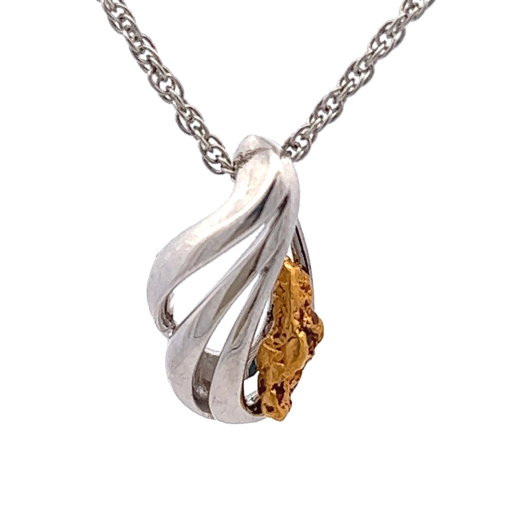 Slider Style Alaskana Pendant Sterling Silver & Alaskan Gold Nugget