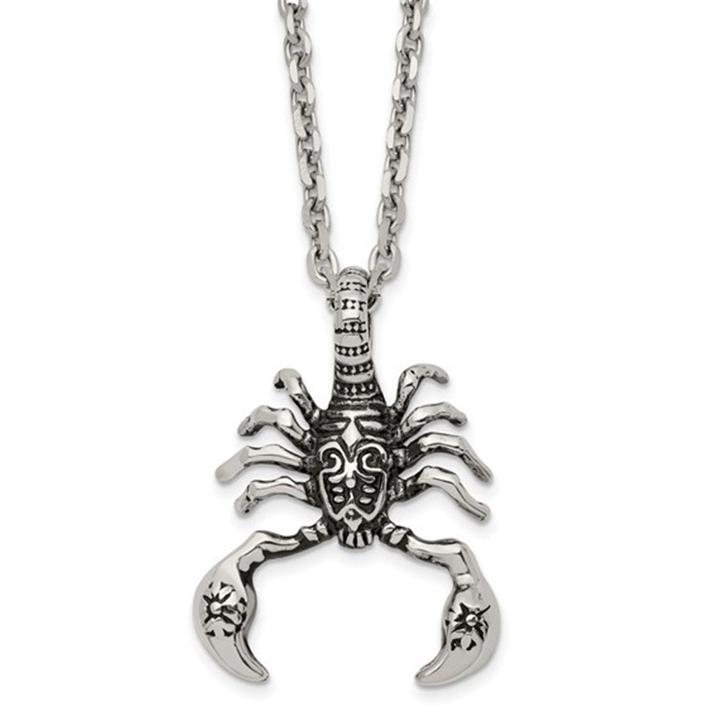 Drop Style Scorpion Pendant Alt Metal Stainless Steel White