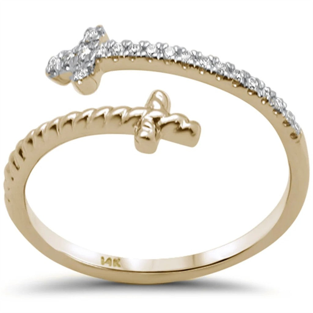 Theme Style Fashion Ring 14 Karat Gold Yellow with Diamonds size 6.5