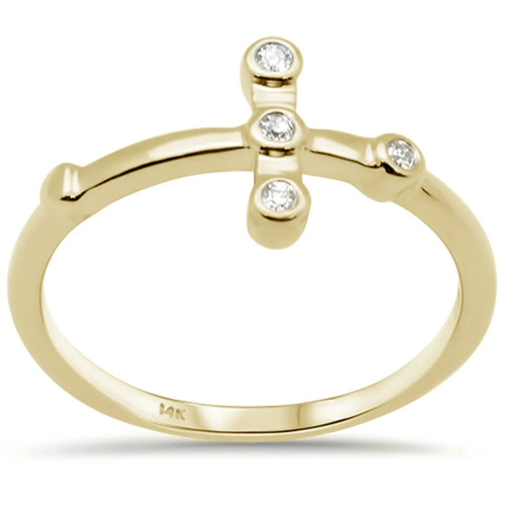 Theme Style Fashion Ring 14 Karat Gold Yellow with Diamonds size 6.5