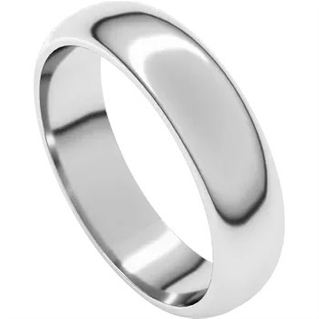Straight Solid Style Wedding Band Platinum White 4mm wide size 8