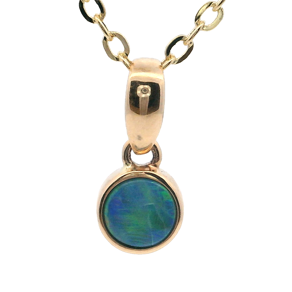 14KT Yellow Gold Round Opal Pendants