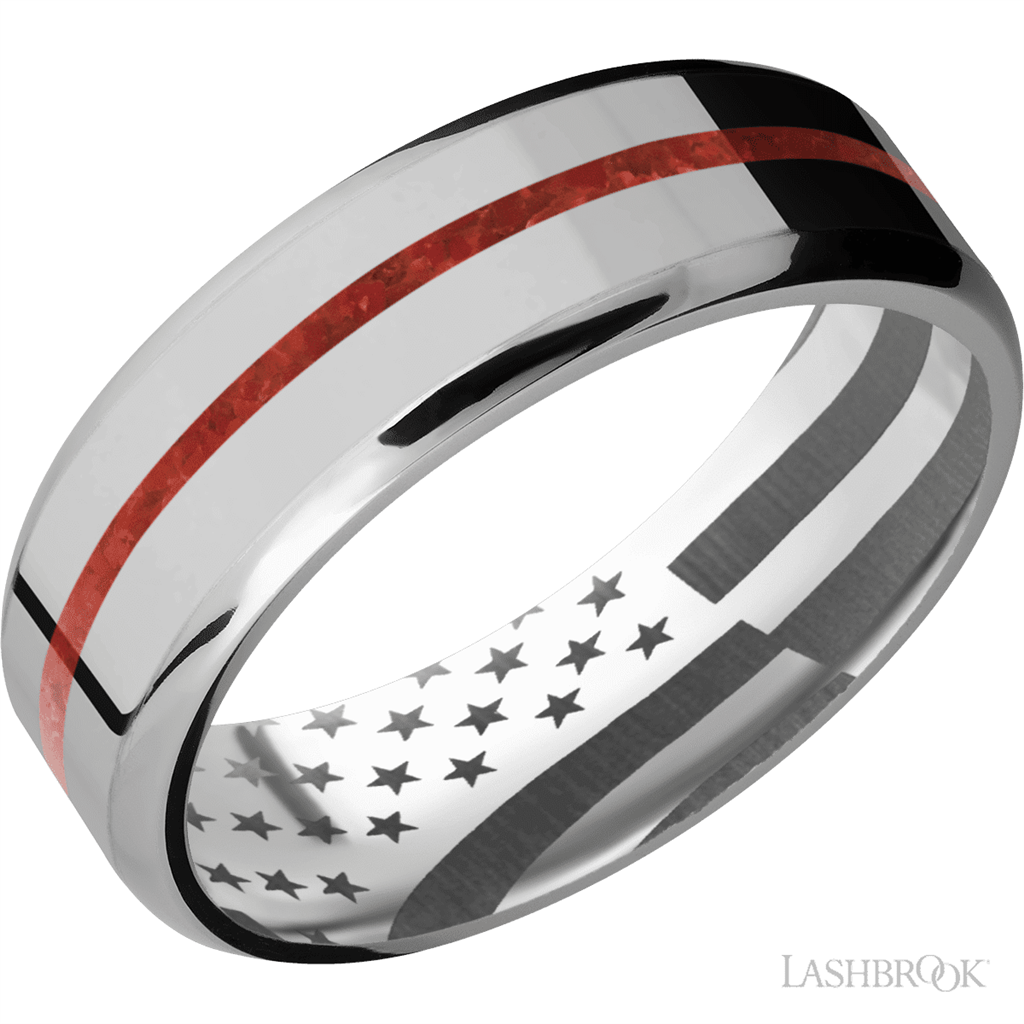 White Titanium Alternative Metal Ring 7mm wide Coral Size 10.5