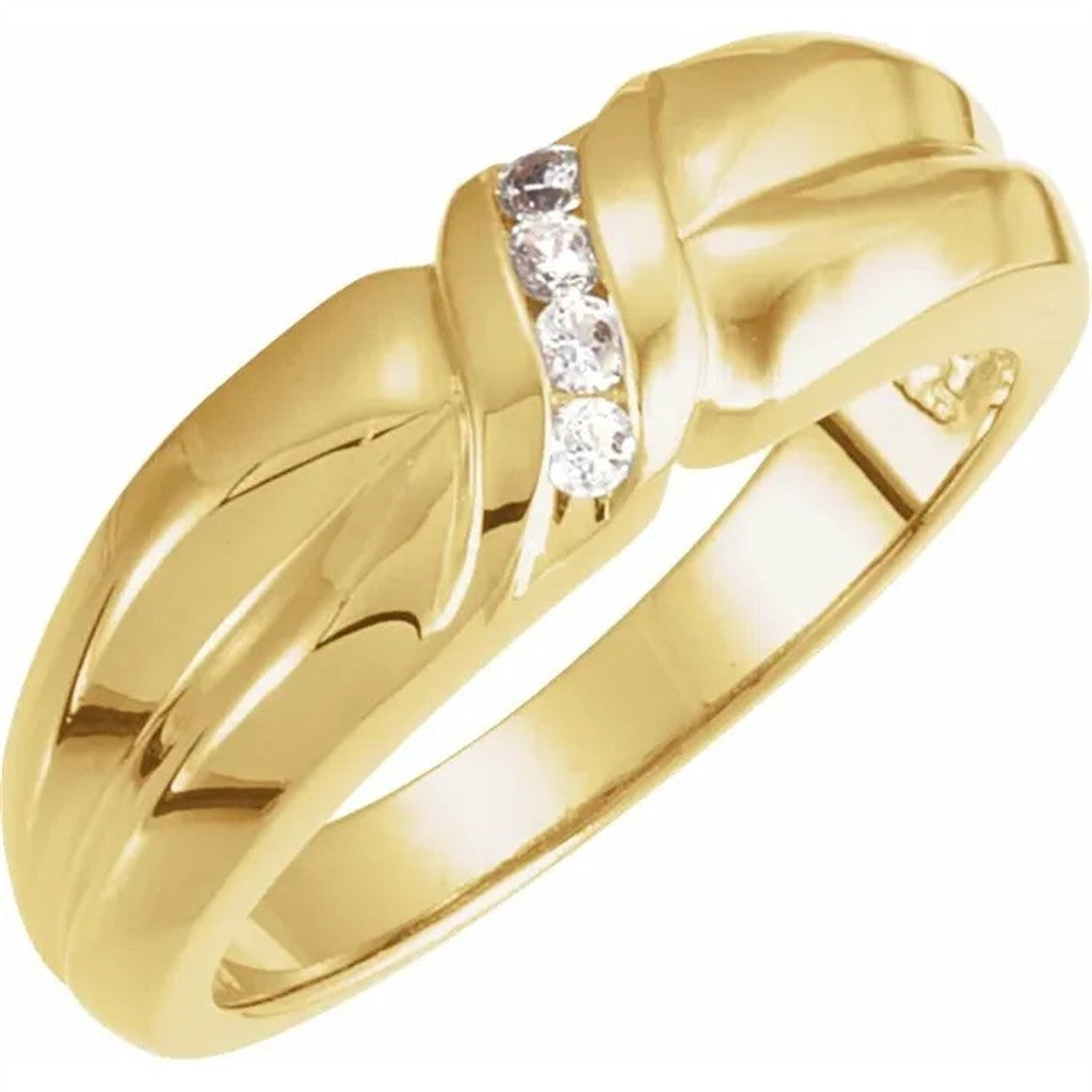 Fitted Style Diamond Wedding Band 14 Karat Gold Yellow with Diamonds size 10.5