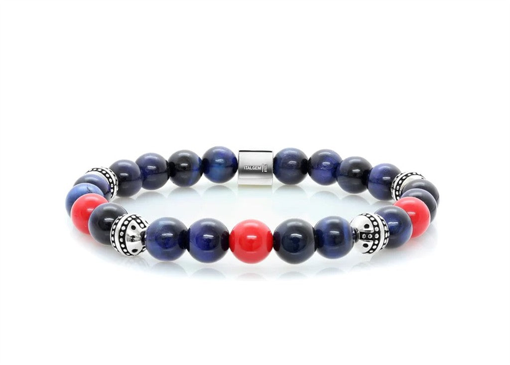 Black Tigers Eye Gemstone Bead Stretch Bracelet 8" Long