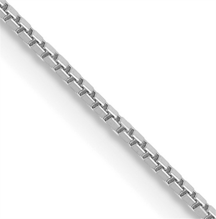 Box Link Chain 10 KT White 0.9 MM Wide 24' In Length