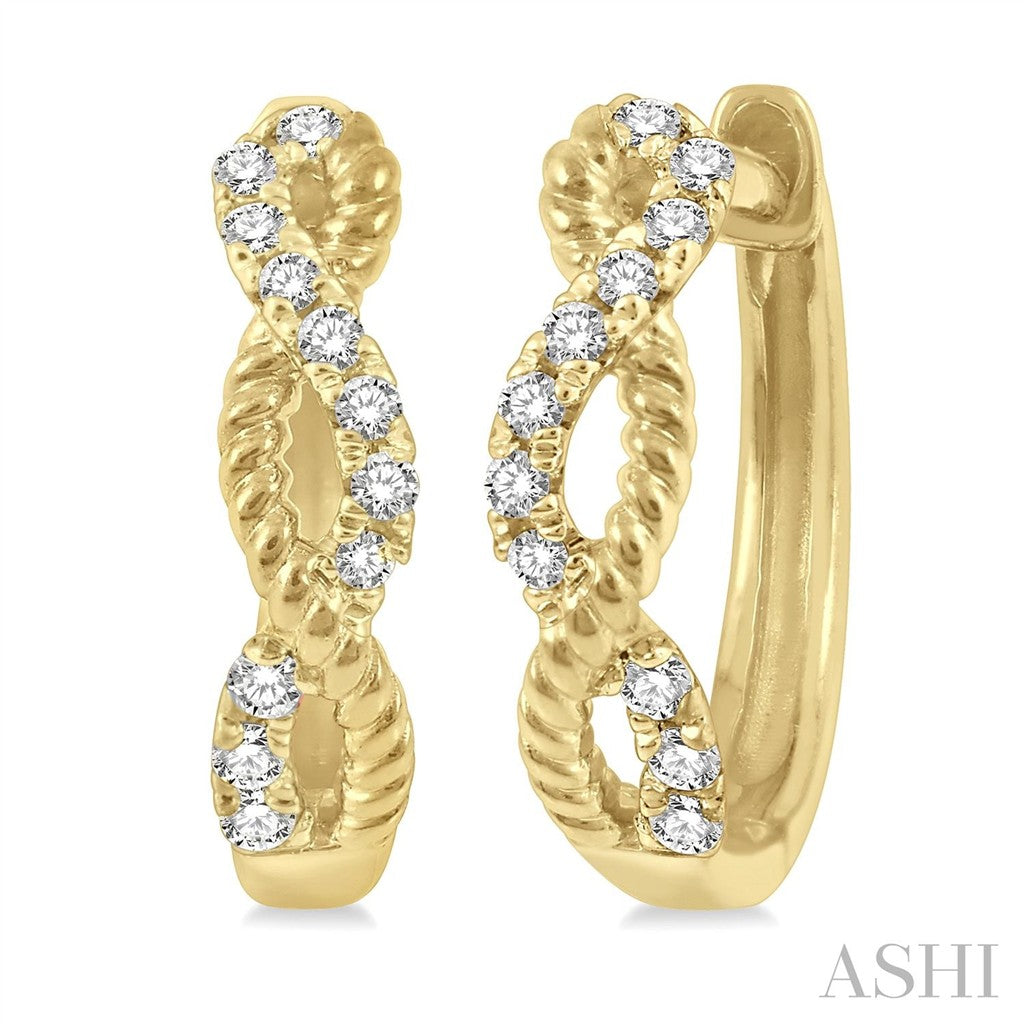 Diamonds Huggie Hoop Earrings 10 KT Yellow 0.10 Carat Total Weight
