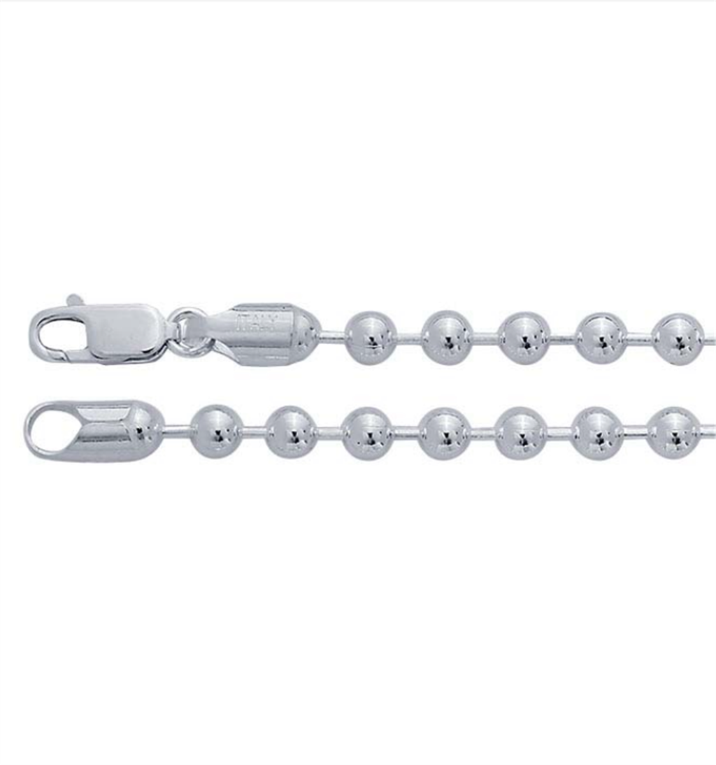 White Stainless Steel 2.4 MM Bead Chain 18" Long