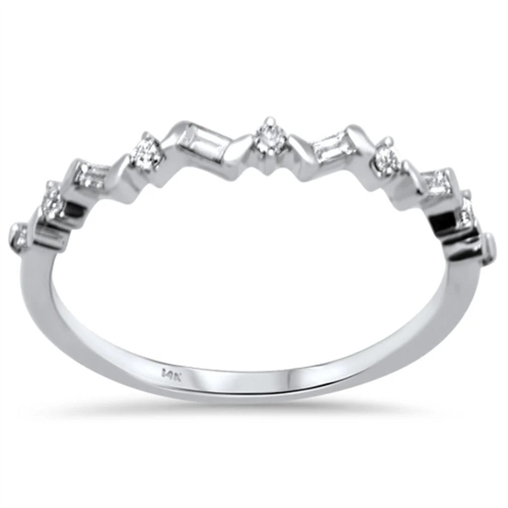 Stack-Able Style Fashion Ring 14 Karat Gold White with Diamonds & Diamonds Accent size 6.5