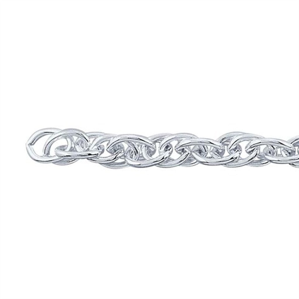 White Sterling Silver 6.8 MM Rope Chain 24" Long