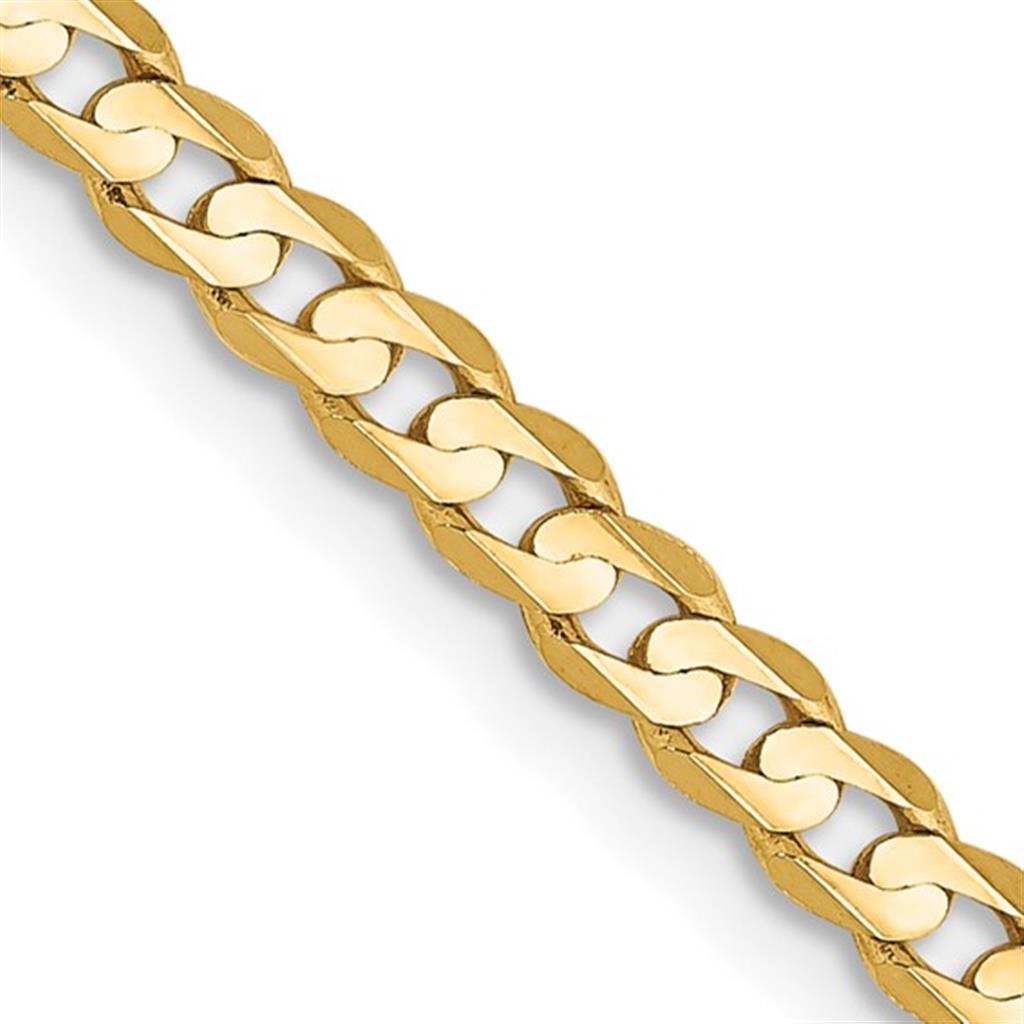 Curb Link Chain 10 Karat Gold Yellow 3 MM Wide 24' In Length