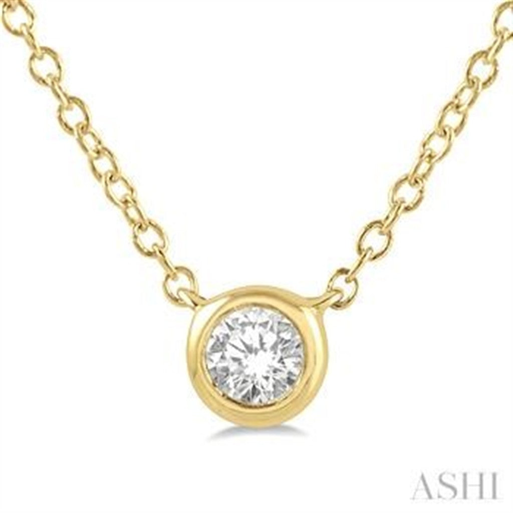 In Line Necklace 10 Karat Gold Yellow With Diamond Natural 18" Long