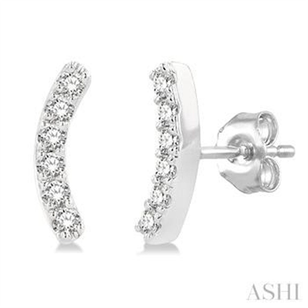 Diamonds Stud Earrings 10 Karat Gold White 0.10 Carat Total Weight