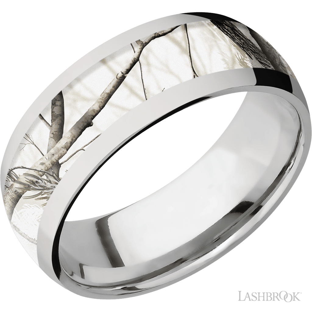 White Titanium Alternative Metal Ring 8mm wide Size 10.75