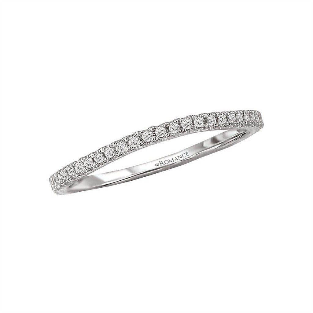Wavy Channel Style Diamond Wedding Band 14 Karat Gold White with Diamonds size 6