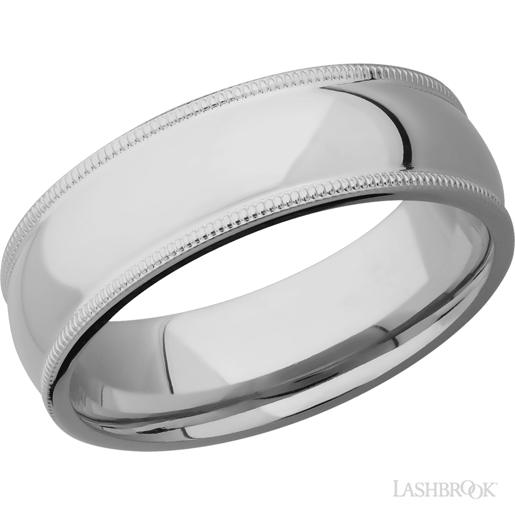 White Titanium Alternative Metal Ring 7mm wide Size 10