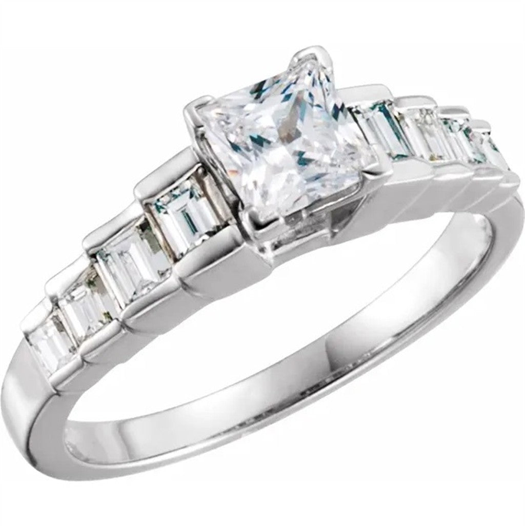 Contemporary Style Diamond Engagement Ring 14 Karat Gold White
(Center Stone Not Included)