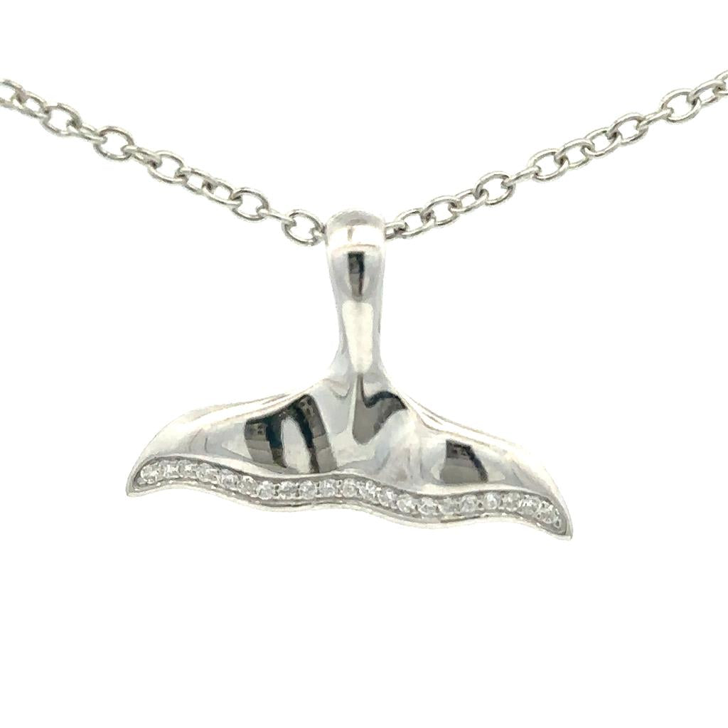 Drop Pendant Sterling Silver White with Round Cubic Zirconia