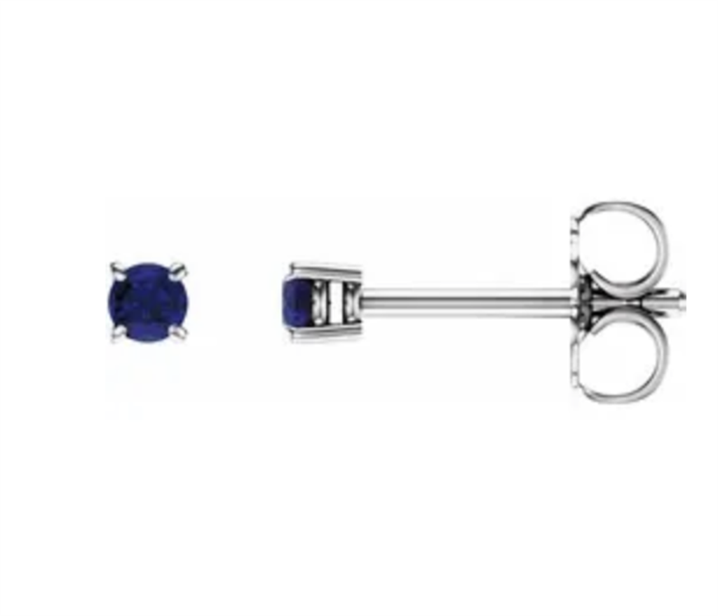 14 Karat Gold White Stud Earrings 24.00ctw Round Sapphires