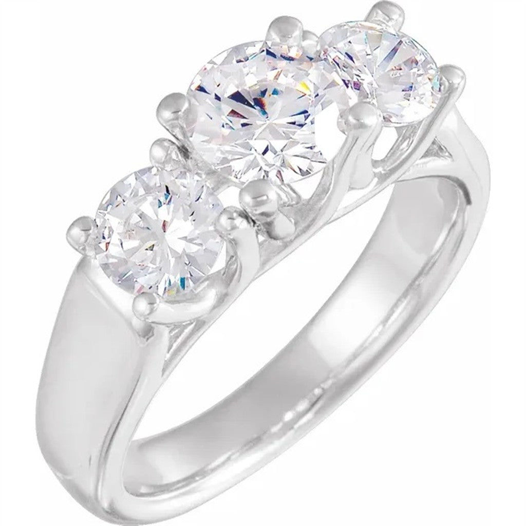 3 Stone Style Diamond Wedding Band Sterling Silver White with Diamonds & Diamond Accent & Diamonds Accent size 7