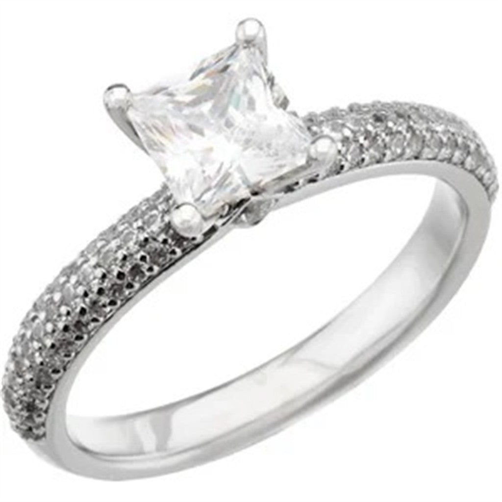 Contemporary Style Diamond Engagement Ring 14 Karat Gold White
(Center Stone Not Included)