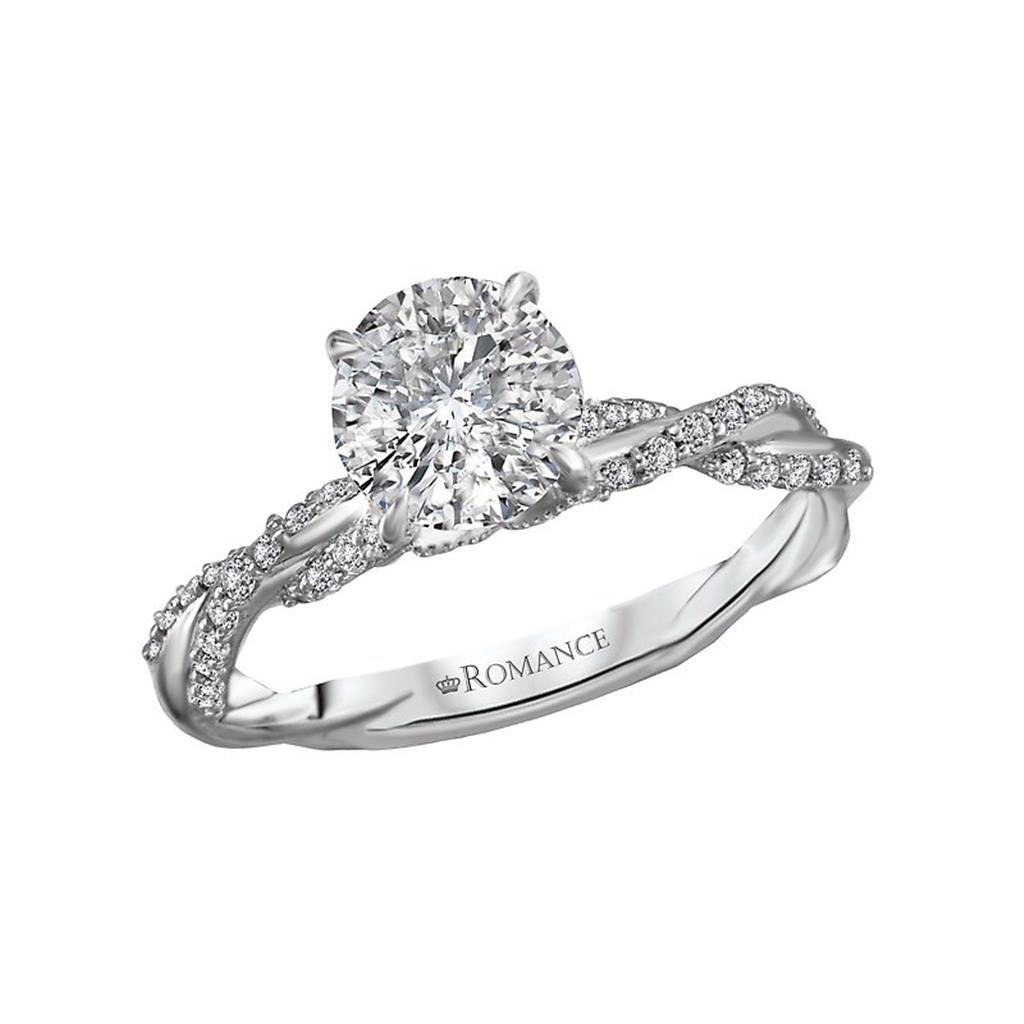 Solitare Accent Style Diamond Engagement Ring 14 KT White 
(Center Stone Not Included)