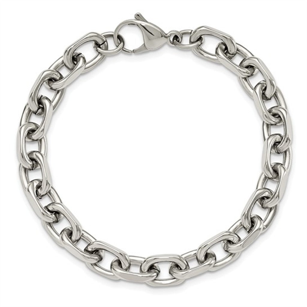 Cable Link Alternative Metal Bracelet 8.5 mm wide Stainless Steel White Color 8.75" Long
