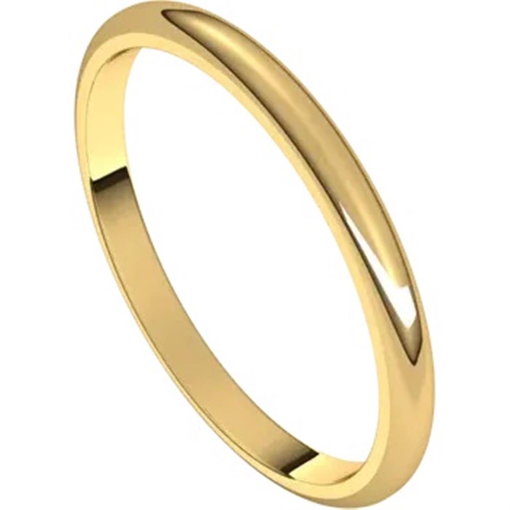 Solid Wedding Band Prec Metal Womens 2 mm wide Alloy Yellow Size 7