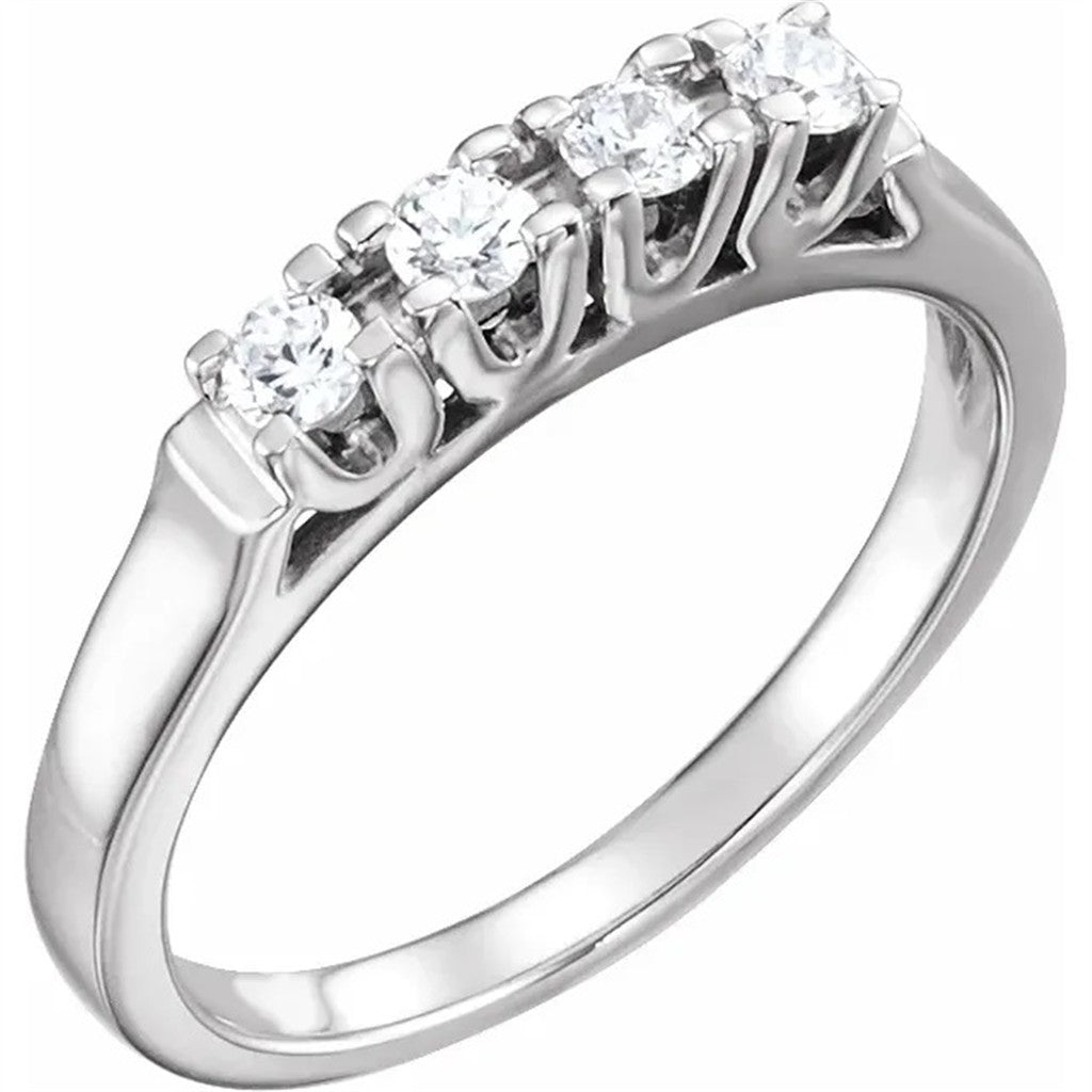 1/2 Anniversary Style Diamond Wedding Band Sterling Silver White with Diamonds & Diamonds Accent size 6.75