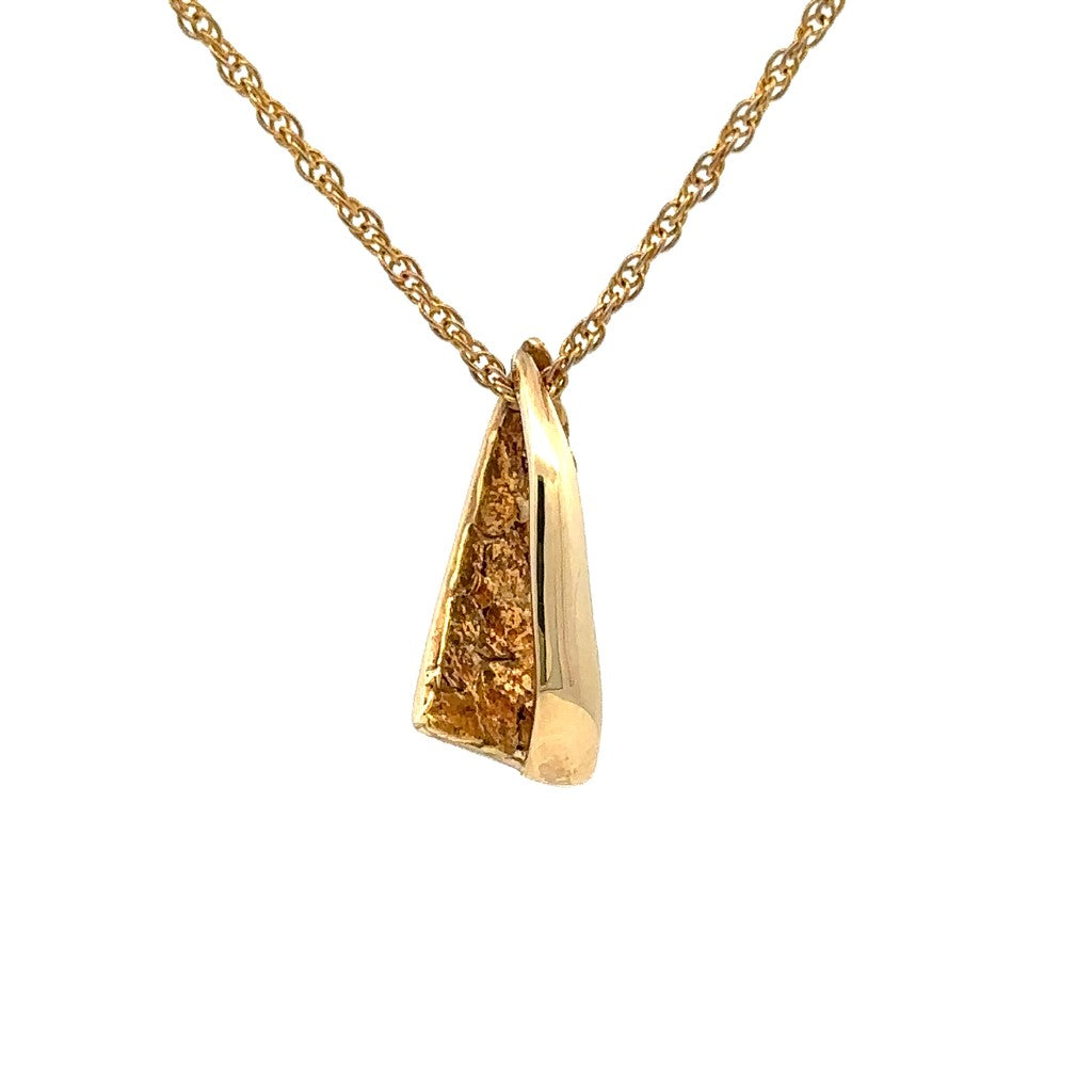 Slider Style Alaskana Pendant 14 Karat Gold & Alaskan Gold Nugget
