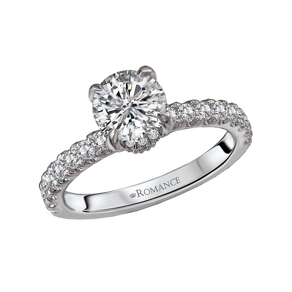 Solitare Accent Style Diamond Engagement Ring Alloy White 
(Center Stone Not Included)