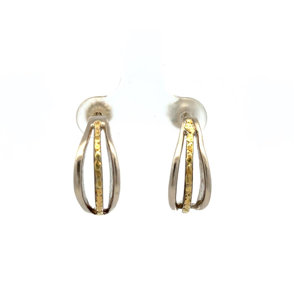 Hooplet Sterling Silver Earrings Accented with Alaskan Gold Nuggets